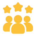 Group of people with stars icon