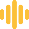 Yellow soundwave icon on black background