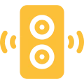 Audio speaker symbol with vibration lines